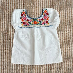 White Blouse with Colorful Embroidery